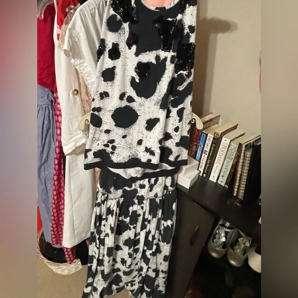 Vintage Cow Print Two Piece Set Size M/L - Picture 1 of 5